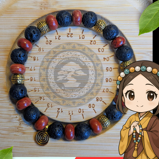 Red Jasper & Lava Stone Bracelet – Grounding Healing Beads – Black Lava Rock & Red Jasper Energy Jewelry for Men & Women