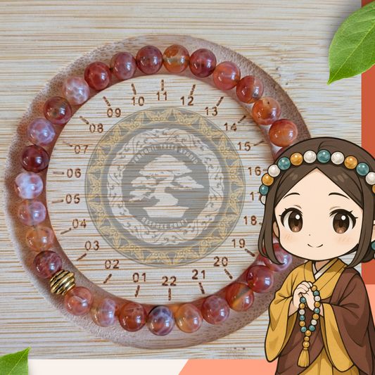 Fire Crackle Agate Bracelet – Handmade Healing Crystal Jewelry – Red Agate Energy Beads with Gold Accents for Men & Women